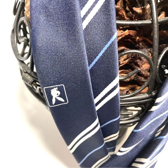 PLAYBOY Tie Italy Blue Light Blue White Stripes Mens Necktie 54 x 3 inches - Picture 6 of 15